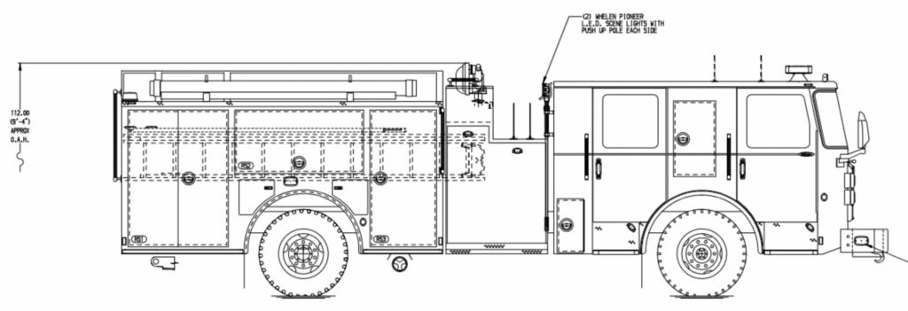 Pierce Pumper Drawing of fire truck