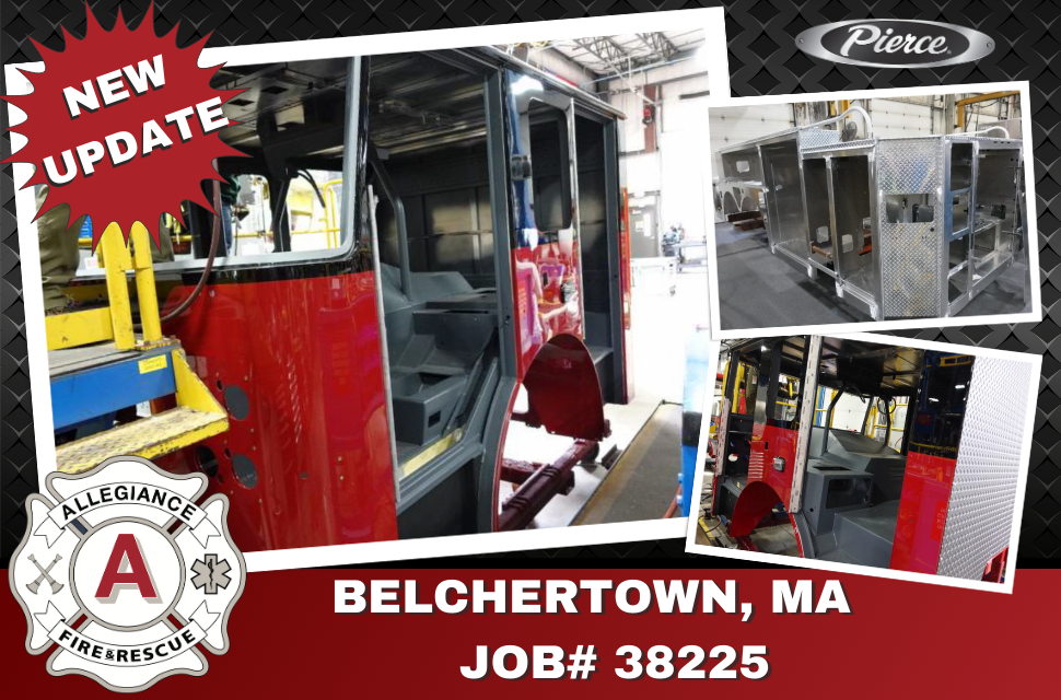 Belchertown, MA Fire Department's Aerial Tower is in progress. The cab and rear body module are being worked on this week.