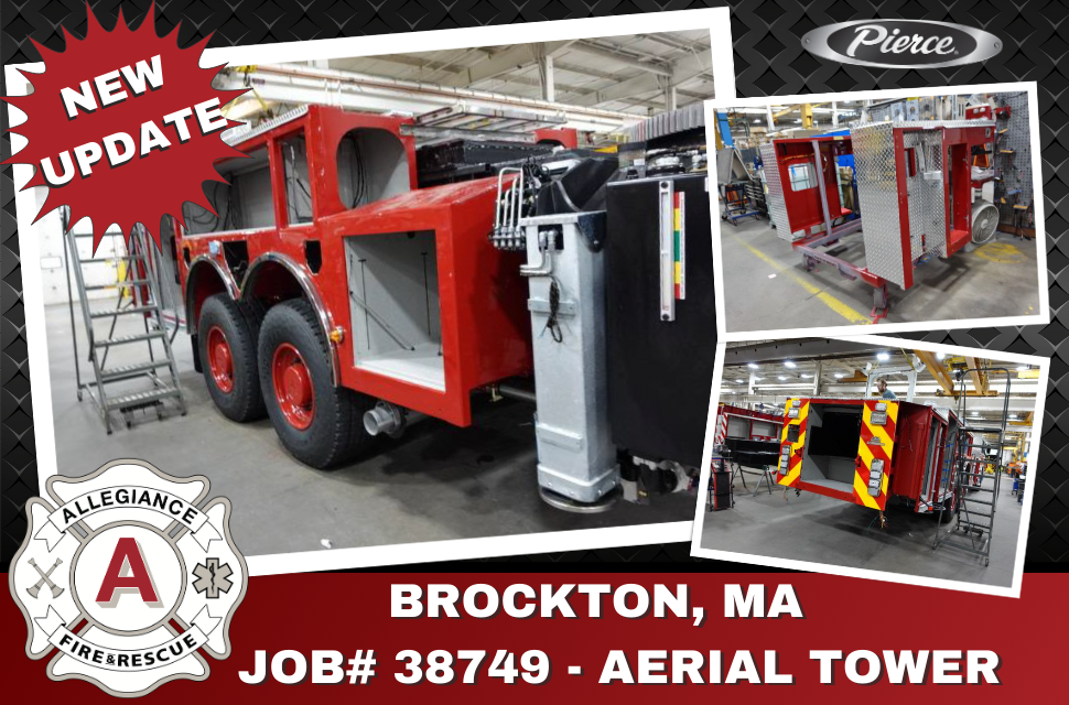 Brockton, MA Fire Department's Aerial Tower is in initial assembly. Several parts were merged with the chassis this week.